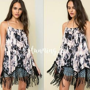 🆕FLORAL RACER BACK FRINGED TASSEL TANK